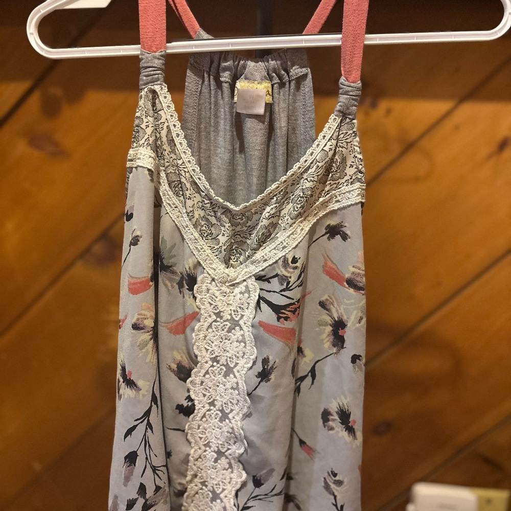 Floral Lace Trim Tank Top